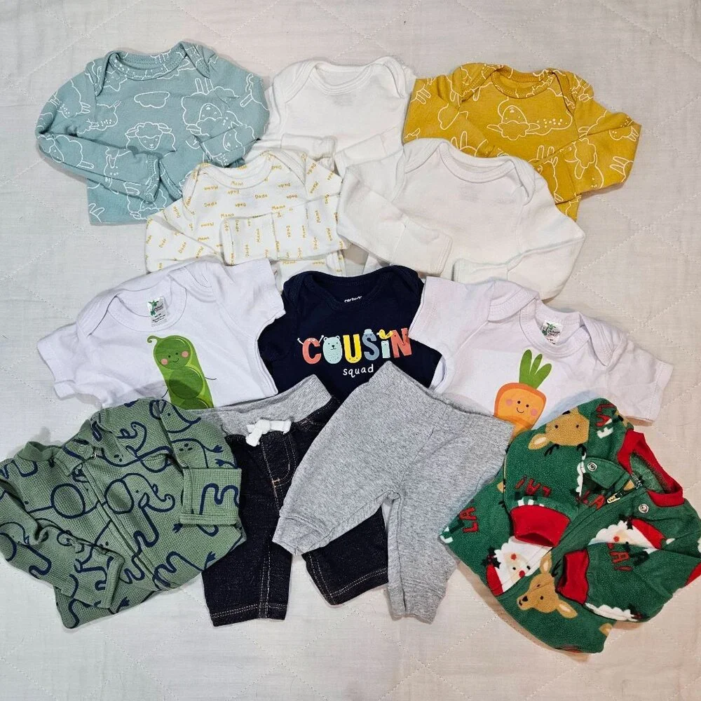 Carters Baby Boy Newborn Clothing Bundle 12 Piece Lot Bodysuits Sleepers‎ Pants